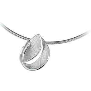 collier gescratcht 42 + 3 cm zilver gerhodineerd