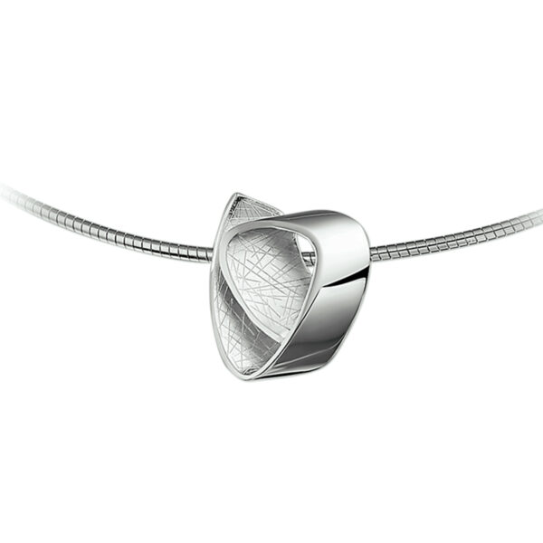collier gescratcht poli/mat 42 + 3 cm zilver gerhodineerd
