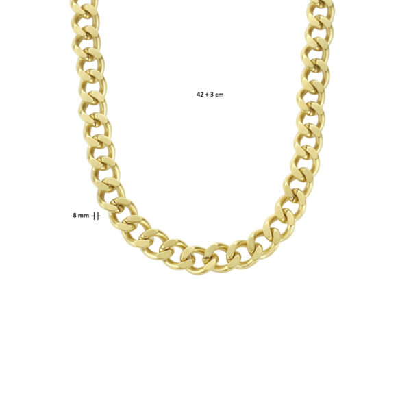collier geslepen gourmette 8,0 mm 42 + 3 cm ion plating met groot springslot edelstaal - Afbeelding 2