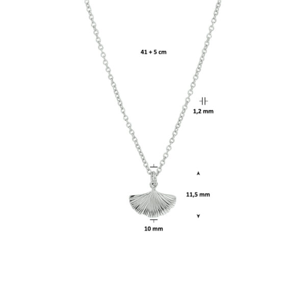 collier ginkgo blad 41 + 5 cm zilver gerhodineerd - Afbeelding 3