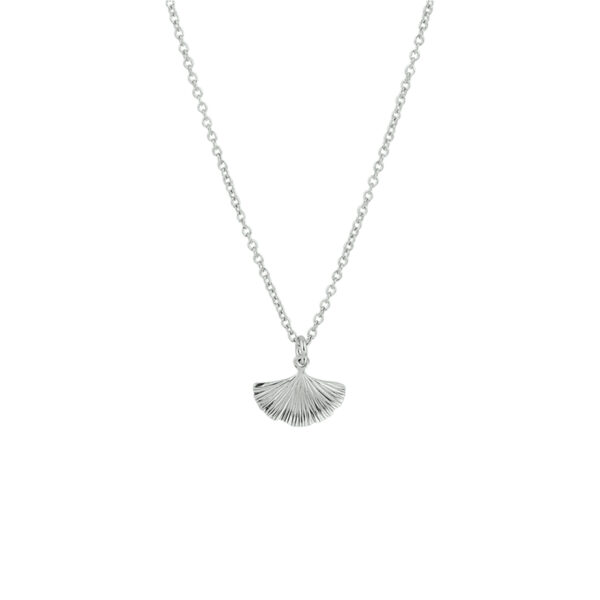 collier ginkgo blad 41 + 5 cm zilver gerhodineerd