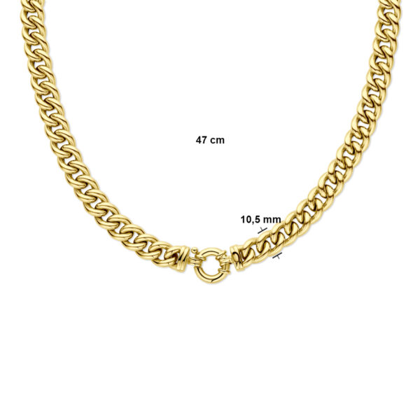 collier gourmette 10,5 mm 47 cm met groot springslot 14K geelgoud - Afbeelding 3