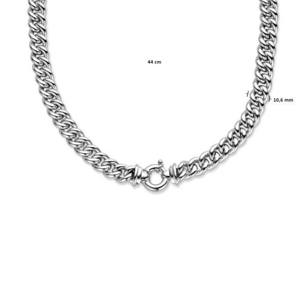 collier gourmette 10,6 mm 44 cm met groot springslot zilver wit - Afbeelding 2