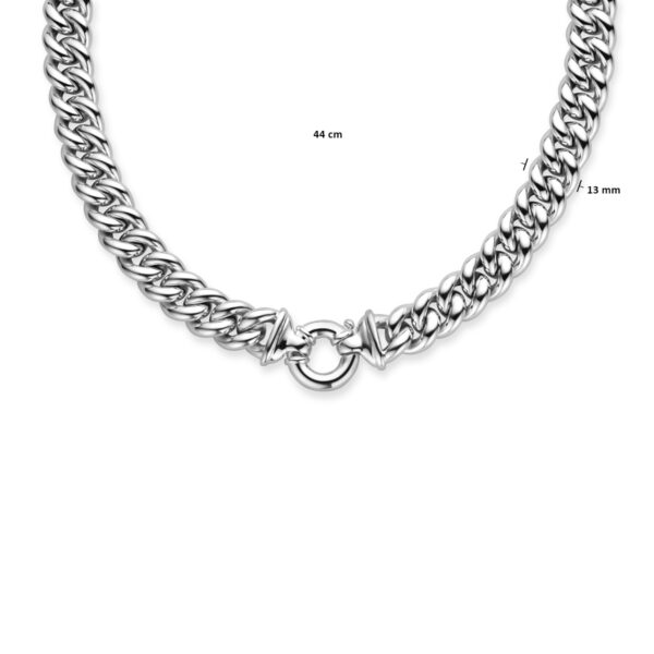 collier gourmette 13 mm 44 cm met groot springslot zilver wit - Afbeelding 2