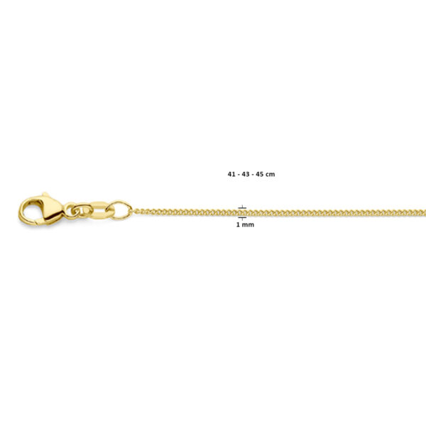 collier gourmette 4-zijdes geslepen 1,0 mm 41 - 43 - 45 cm 18K geelgoud - Afbeelding 4
