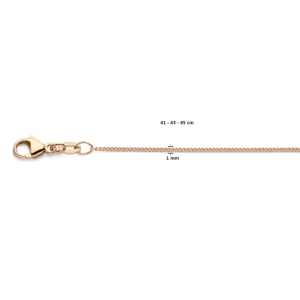 collier gourmette 4-zijdes geslepen 1,0 mm 41 - 43 - 45 cm 18K roségoud - Afbeelding 4