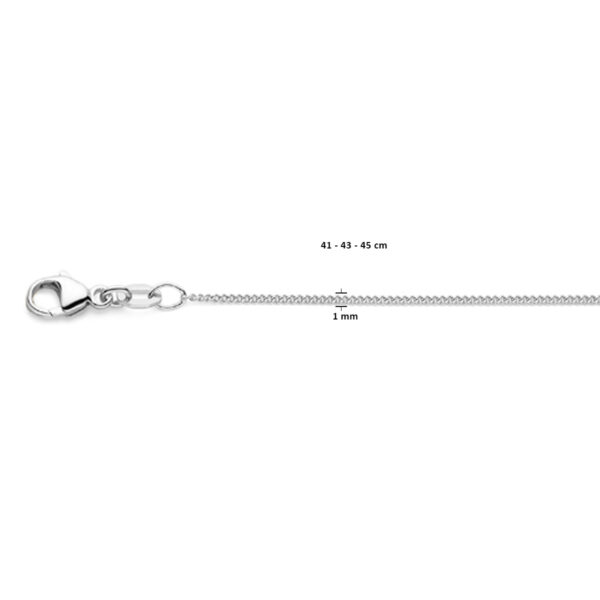 collier gourmette 4-zijdes geslepen 1,0 mm 41 - 43 - 45 cm 18K witgoud - Afbeelding 4