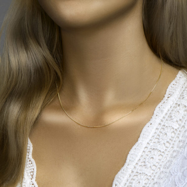 collier gourmette 4-zijdes geslepen 1,2 mm 41 + 4 cm 3 micron zilver verguld (geel) - Afbeelding 2