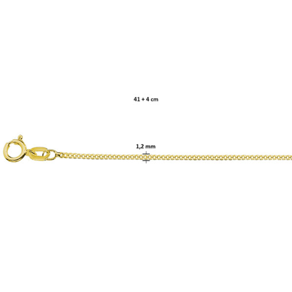 collier gourmette 4-zijdes geslepen 1,2 mm 41 + 4 cm 3 micron zilver verguld (geel) - Afbeelding 4