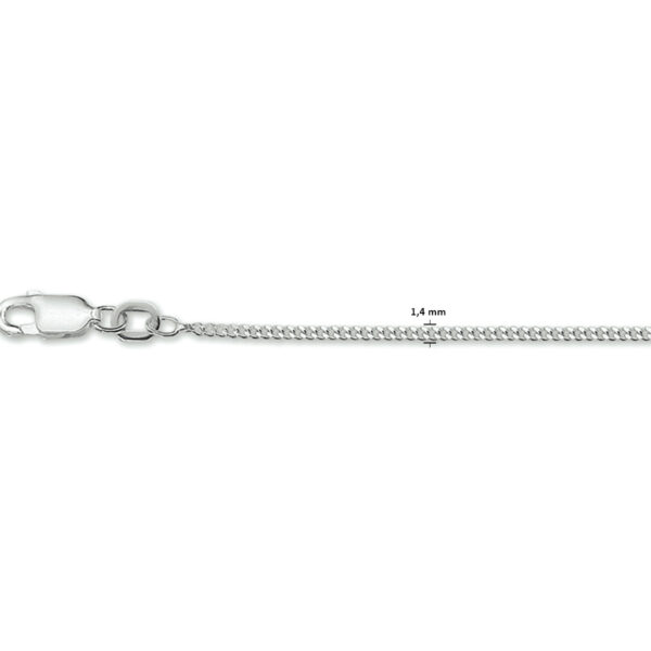 collier gourmette 4-zijdes geslepen 1,4 mm zilver gerhodineerd - Afbeelding 2