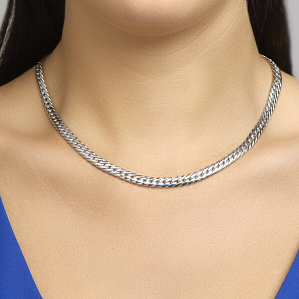 collier gourmette 4-zijdes geslepen 6,0 mm 45 cm zilver gerhodineerd - Afbeelding 2
