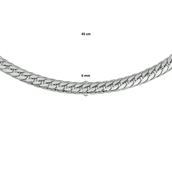 collier gourmette 4-zijdes geslepen 6,0 mm 45 cm zilver gerhodineerd - Afbeelding 4
