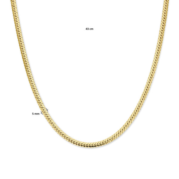 collier gourmette 5 mm 43 cm 14K geelgoud - Afbeelding 4