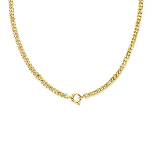 collier gourmette 5,5 mm 45 cm met groot springslot Silgold (geel met zilverkern)