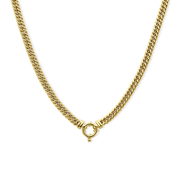 collier gourmette 5,8 mm 45 cm met groot springslot 14K geelgoud