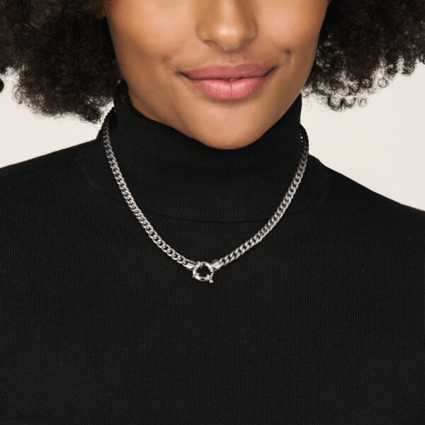 collier gourmette 5,8 mm 45 cm met groot springslot zilver gerhodineerd - Afbeelding 2