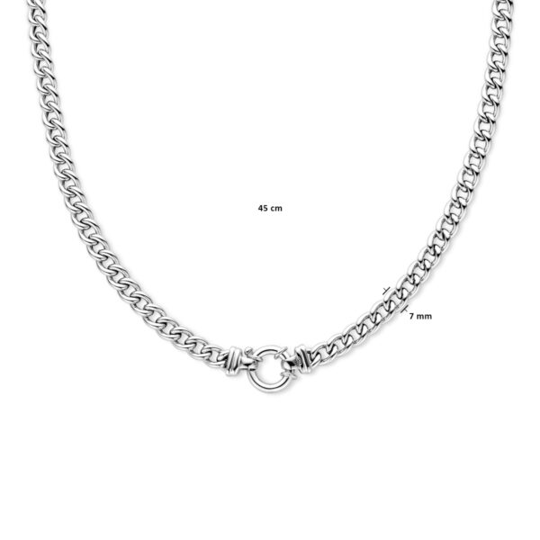 collier gourmette 7,0 mm 45 cm met groot springslot zilver gerhodineerd - Afbeelding 4