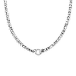 collier gourmette 7,0 mm 45 cm met groot springslot zilver gerhodineerd