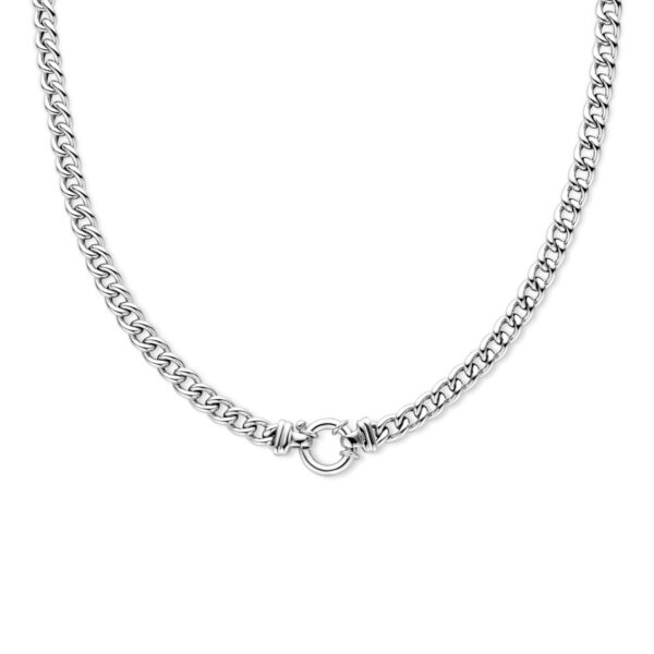 collier gourmette 7,0 mm 45 cm met groot springslot zilver gerhodineerd