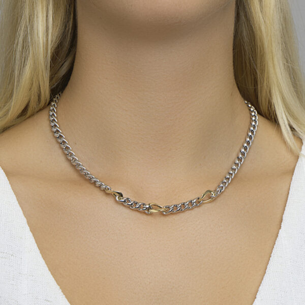 collier gourmette 8,5 mm 45 cm goud met zilver - Afbeelding 2