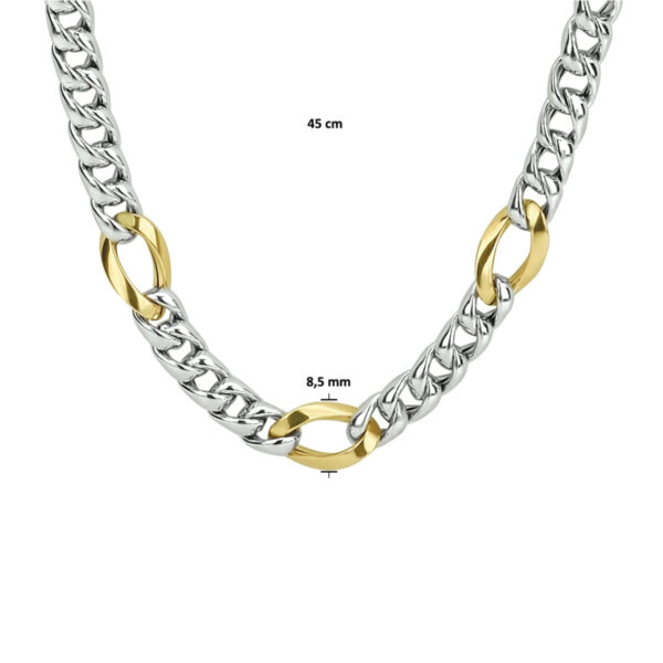 collier gourmette 8,5 mm 45 cm goud met zilver - Afbeelding 4