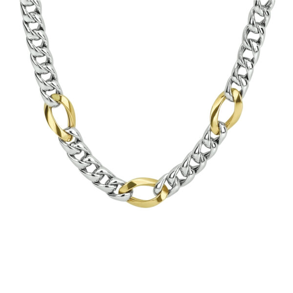 collier gourmette 8,5 mm 45 cm goud met zilver