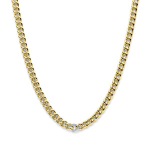collier gourmette diamant 0.12ct h si 8,5 mm 45 cm 14K bicolor goud geel/wit