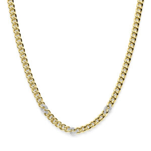 collier gourmette diamant 0.31ct h si 7 mm 43 cm 14K bicolor goud geel/wit