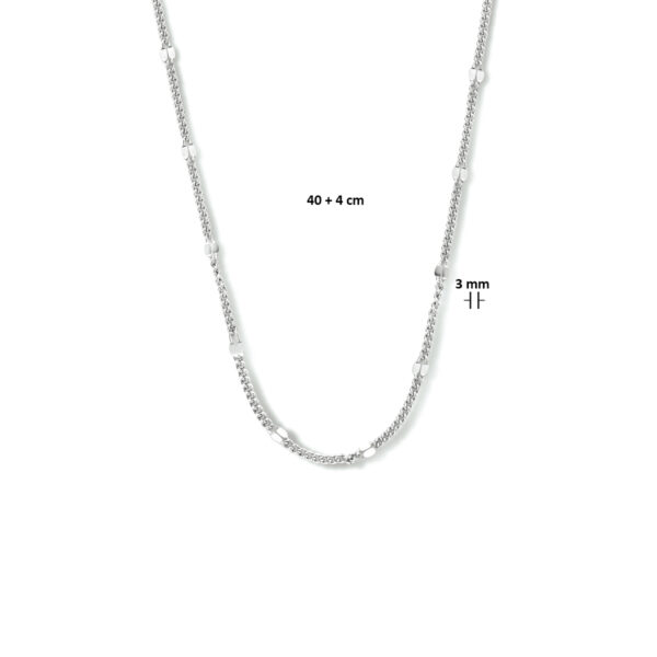 collier gourmette met tussenstuk 3,0 mm 40 + 4 cm zilver gerhodineerd - Afbeelding 4