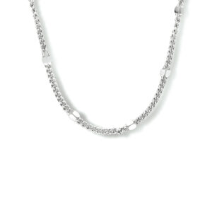 collier gourmette met tussenstuk 3,0 mm 40 + 4 cm zilver gerhodineerd
