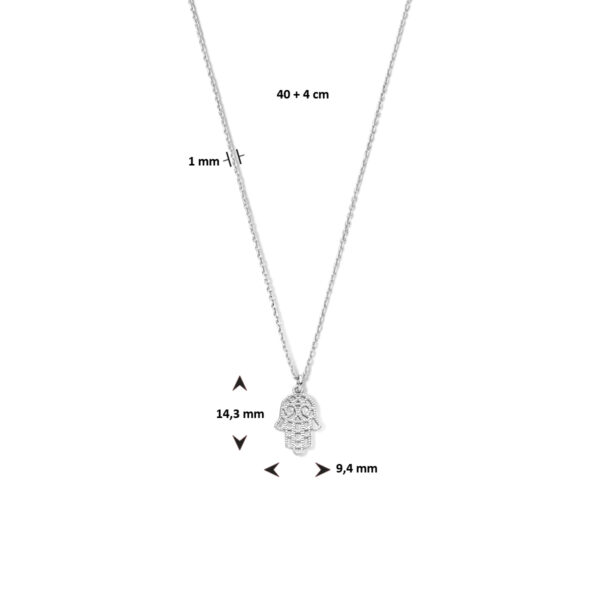 collier handje van fatima 40 + 4 cm zilver gerhodineerd - Afbeelding 4