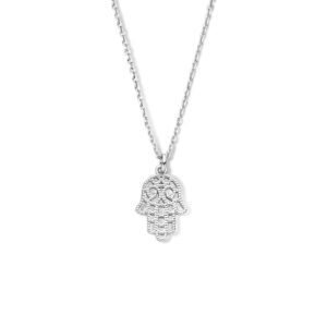 collier handje van fatima 40 + 4 cm zilver gerhodineerd