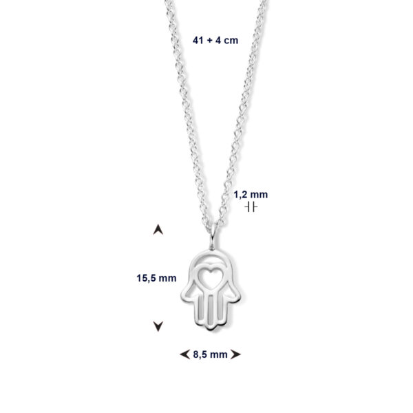 collier handje van fatima 41 + 4 cm zilver gerhodineerd - Afbeelding 4