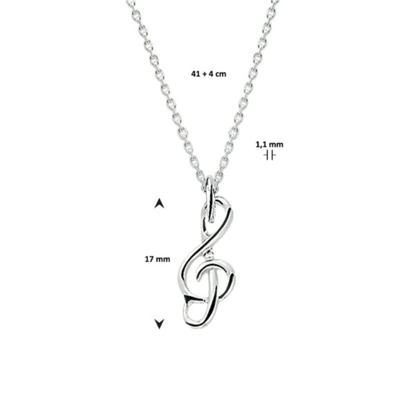 collier hanger g-sleutel 41 + 4 cm zilver wit - Afbeelding 3