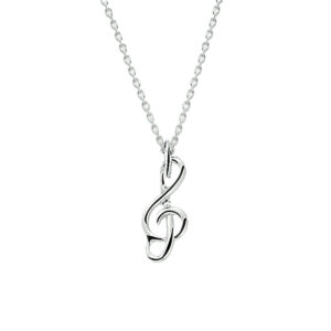 collier hanger g-sleutel 41 + 4 cm zilver wit