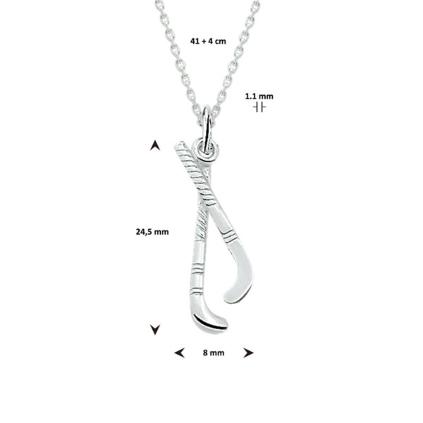 collier hanger hockey 41 + 4 cm zilver wit - Afbeelding 3