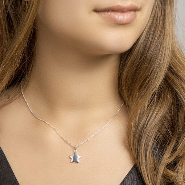 collier hanger ster 41 + 4 cm zilver wit - Afbeelding 2