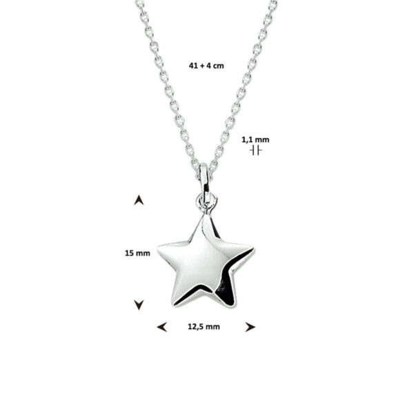 collier hanger ster 41 + 4 cm zilver wit - Afbeelding 3