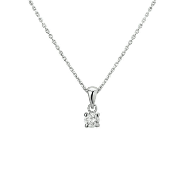 collier hanger zirkonia 45 cm zilver gerhodineerd