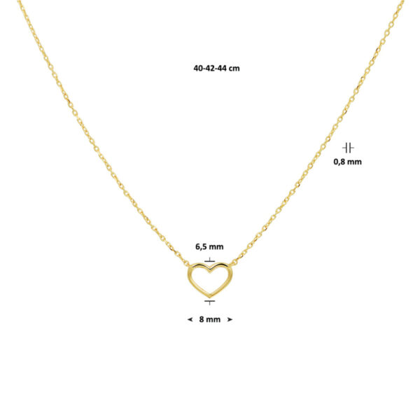 collier hart 0,8 mm 40 - 42 - 44 cm 14K geelgoud - Afbeelding 4