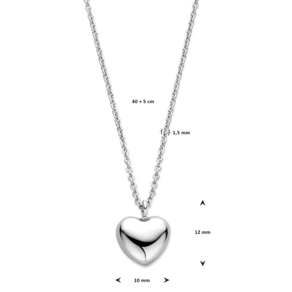 collier hart 1,5 mm 40 + 5 cm zilver gerhodineerd - Afbeelding 4