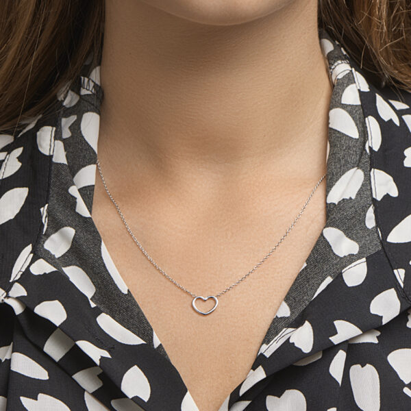 collier hart 1,5 mm 41 + 5 cm zilver gerhodineerd - Afbeelding 2
