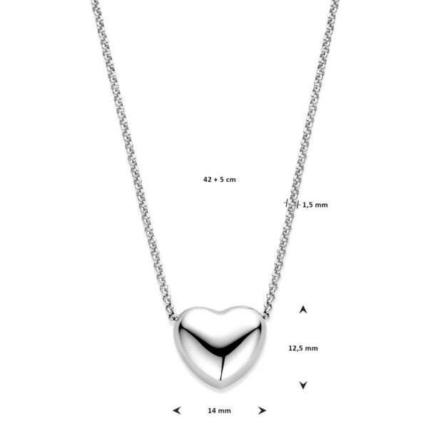 collier hart 1,5 mm 42 + 5 cm zilver gerhodineerd - Afbeelding 4