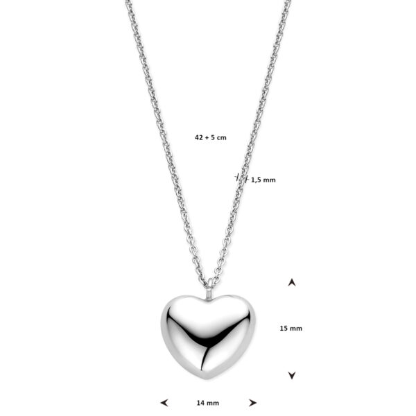 collier hart 1,5 mm 42 + 5 cm zilver gerhodineerd - Afbeelding 4
