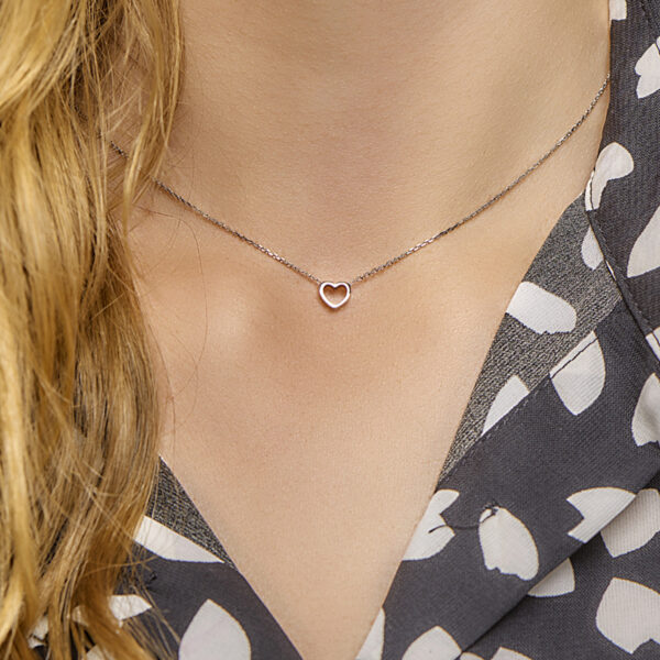 collier hart 36 + 4 cm zilver gerhodineerd - Afbeelding 2