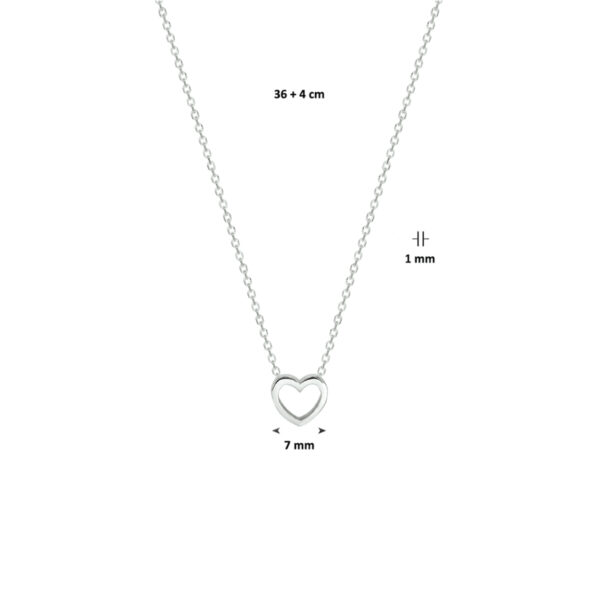 collier hart 36 + 4 cm zilver gerhodineerd - Afbeelding 3