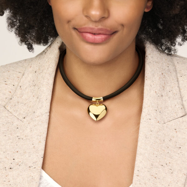 collier hart 38 + 6 cm 3 micron zilver verguld (met rubber/nylon/etc) - Afbeelding 2