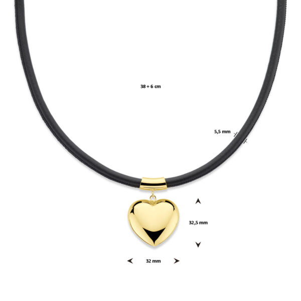 collier hart 38 + 6 cm 3 micron zilver verguld (met rubber/nylon/etc) - Afbeelding 4