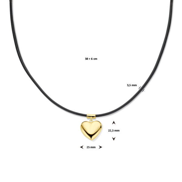 collier hart 38 + 6 cm 3 micron zilver verguld (met rubber/nylon/etc) - Afbeelding 4