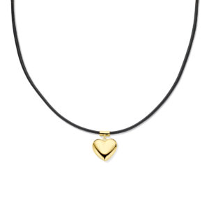 collier hart 38 + 6 cm 3 micron zilver verguld (met rubber/nylon/etc)